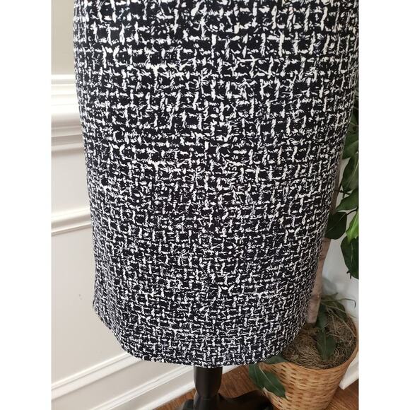 Michael Kors Pencil Dress Women XL Black Beige Textured Gold Zip Back Sleeveless - Picture 13 of 14